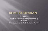 C Sharp Web & Internet Programming Group Diana, Aren, Jeff, & Adam, Farrin 5/5/20081CS 311.