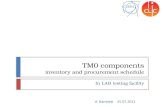 TM0 components inventory and procurement schedule In LAB testing facility 25.07.2011A. Bartalesi.