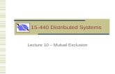 Lecture 10 – Mutual Exclusion 15-440 Distributed Systems.