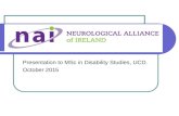 Presentation to MSc in Disability Studies, UCD. October 2015.