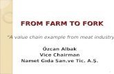 FROM FARM TO FORK “A value chain example from meat industry” Özcan Albak Vice Chairman Namet Gıda San.ve Tic. A.Ş. 1.