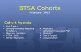 BTSA Cohorts BTSA Cohorts February, 2015 Hot Topics January Monthly Meeting Feedback Meeting Location BTSA Units Winter Reviews Module E Individual Induction.