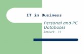IT in Business Personal and PC Databases Lecture – 14.