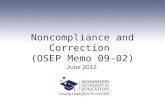 Noncompliance and Correction (OSEP Memo 09-02) June 2012.