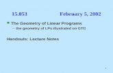 1 The Geometry of Linear Programs –the geometry of LPs illustrated on GTC Handouts: Lecture Notes 15.053February 5, 2002.