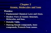 1 Chapter 2 Atoms, Molecules and Ions Preview: Fundamental Chemical Laws and Atom. Modern View of Atomic Structure, Molecules, and Ions. Periodic Table.