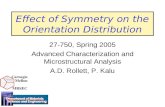 Effect of Symmetry on the Orientation Distribution 27-750, Spring 2005 Advanced Characterization and Microstructural Analysis A.D. Rollett, P. Kalu.