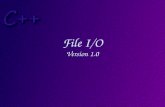 File I/O Version 1.0. Topics I/O Streams File I/O Formatting Text Files Handling Stream Errors File Pointers.