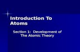 Introduction To Atoms Section 1: Development of The Atomic Theory.
