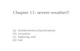 Chapter 11: severe weather!! (a)thunderstorms (classification) (b)tornadoes (c)lightning, and (d)hail.