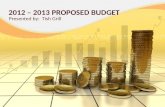 2012 – 2013 PROPOSED BUDGET Presented by: Tish Grill.