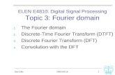 2003-09-16Dan Ellis 1 ELEN E4810: Digital Signal Processing Topic 3: Fourier domain 1.The Fourier domain 2.Discrete-Time Fourier Transform (DTFT) 3.Discrete.