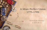 12/8/20151 A More Perfect Union 1775-1789 American History (CHA3U1)