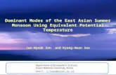 Dominant Modes of the East Asian Summer Monsoon Using Equivalent Potential Temperature Jun-Hyeok Son and Kyong-Hwan Seo Department of Atmospheric Sciences,