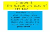 Chapter 5: “The Nature and Aims of Tort Law” [1] Remember this? What distinguishes criminal law from other fields of law is that those who violate its.