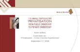 Keith Jefferis Comments on: “Privatisation – Cross Country Experiences” September 17, 2009.