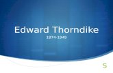 Edward Thorndike 1874-1949. Edward Thorndike Brief history 1874: Born in Massachusetts 1895: Graduated from Wesleyan University (B.S.) 1897: Graduated.