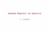Hadron Physics in America L. Cardman. Venues for Hadronic Physics Today (and their near-term plans) Two Major Facilities: CEBAF @ Jefferson Lab (~6 GeV,