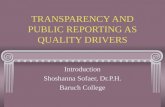 TRANSPARENCY AND PUBLIC REPORTING AS QUALITY DRIVERS Introduction Shoshanna Sofaer, Dr.P.H. Baruch College.