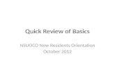 Quick Review of Basics NSUOCO New Residents Orientation October 2012.