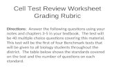 Cell Test Review Worksheet Grading Rubric Directions: Answer the following questions using your notes and chapters 3-5 in your textbook. The test will.