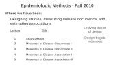 Epidemiologic Methods - Fall 2010 Unifying theme of design Design begets measures.