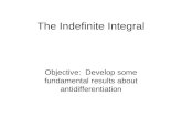 The Indefinite Integral Objective: Develop some fundamental results about antidifferentiation.