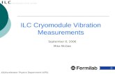 ILC Cryomodule Vibration Measurements September 6, 2006 Mike McGee AD/Accelerator Physics Department (APD) Meeting.