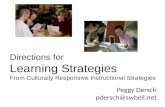Peggy Dersch pdersch@swbell.net Directions for Learning Strategies From Culturally Responsive Instructional Strategies.