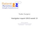 Tudor Surgery Navigator report 2013 week 15 Harry Longman Harry.longman@patient-access.org.uk 01509 816293 07939 148618.