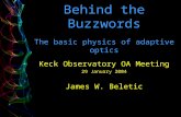 Behind the Buzzwords The basic physics of adaptive optics Keck Observatory OA Meeting 29 January 2004 James W. Beletic.