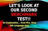 LET’S LOOK AT OUR SECOND BENCHMARK TEST!! An Explanation... from Mrs. King 8th Language Arts.