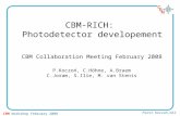 CBM-RICH: Photodetector developement CBM Collaboration Meeting February 2008 P.Koczoń, C.Höhne, A.Braem C.Joram, S.Ilie, M. van Stenis CBM Workshop February.