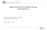 County of Fairfax, Virginia 11 Dulles Corridor Air Rights Study Investigation Fairfax County Board of Supervisors Transportation Committee September 17,