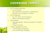 COVERAGE TOPICS 1. AC Fundamentals AC sinusoids AC response (reactance, impedance) Phasors and complex numbers 2. AC Analysis RL, RC, RLC circuit analysis.