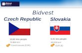 Bidvest Czech Republic Slovakia 10,52 mio people 78.866 km 2 Czech koruna (CZK) 5,41 mio people 49.035 km 2 EUR (€)