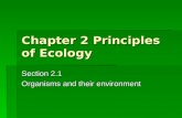 Chapter 2 Principles of Ecology Section 2.1 Organisms and their environment.