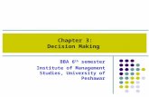 Chapter 3: Decision Making BBA 6 th semester Institute of Management Studies, University of Peshawar.