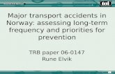 Major transport accidents in Norway: assessing long-term frequency and priorities for prevention TRB paper 06-0147 Rune Elvik.
