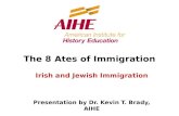 Irish and Jewish Immigration Presentation by Dr. Kevin T. Brady, AIHE The 8 Ates of Immigration.