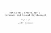 Behavioral Embryology I: Hormones and Sexual Development PSC 113 Jeff Schank.