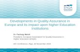 Developments in Quality Assurance in Europe and its impact upon higher Education Institutions Dr. Padraig Walsh President, European Association for Quality.