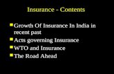 Insurance - Contents Growth Of Insurance In India in recent past Growth Of Insurance In India in recent past Acts governing Insurance Acts governing Insurance.