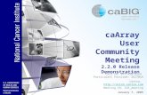 CaArray User Community Meeting 2.2.0 Release Demonstration Call in: 877-416-5524 Participant Passcode: 2627056 Centra:  Meeting.