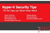 Hyper-V Security TipsHyper-V Security Tips Fix the Gaps you Never Knew About Symon Perriman @SymonPerriman Symon@5nine.com  Thomas.