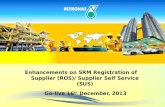 PRESENTATION OUTLINE Enhancements on SRM Registration of Supplier (ROS)/ Supplier Self Service (SUS) Go-live 16 th December, 2013.