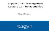 Supply Chain Management Lecture 11 – Relationships David Sharpe.