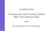 ACHPER NSW Community and Family Studies HSC Enrichment Day 2015 Social Impact of Technology.