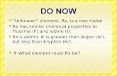 DO NOW “Unknown” element, Rx, is a non metal Rx has similar chemical properties to Fluorine (F) and Iodine (I). Rx’s atomic # is greater than Argon (Ar),