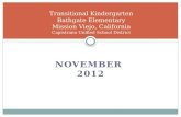 NOVEMBER 2012 Transitional Kindergarten Bathgate Elementary Mission Viejo, California Capistrano Unified School District.